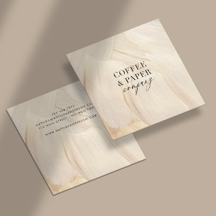 Painted Abstract Natural Elegant Neutral Square Business Card