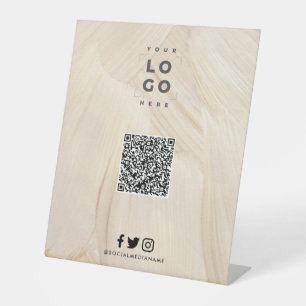 Painted Abstract Natural Elegant QR code branding Pedestal Sign