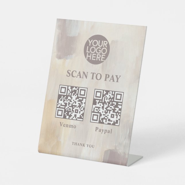 Painted Abstract Two Ways to Pay Scannable QR Code Pedestal Sign (Front)