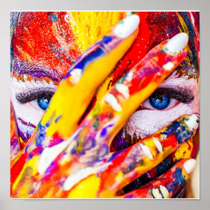 Painted Abstract Womans Face Poster