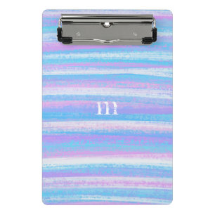 Painted Acrylic Stripes Turquoise Pink Purple Mini Clipboard