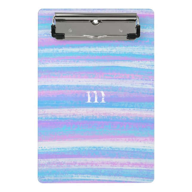 Painted Acrylic Stripes Turquoise Pink Purple Mini Clipboard (Front)