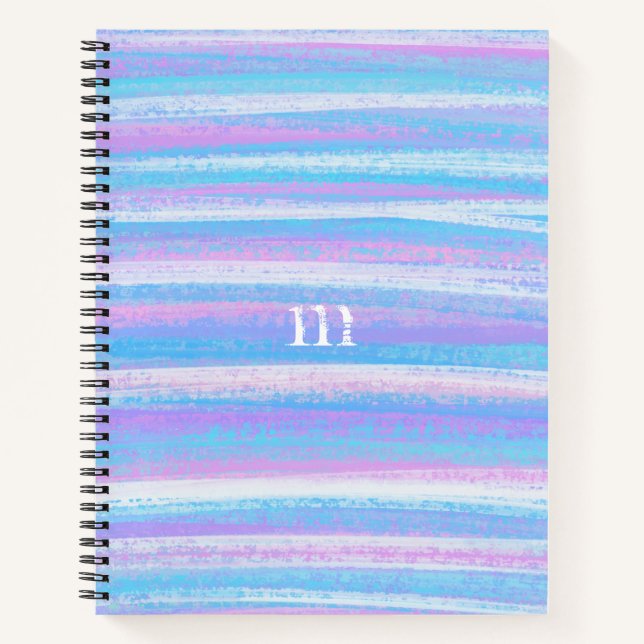 Painted Acrylic Stripes Turquoise Pink Purple Notebook (Front)