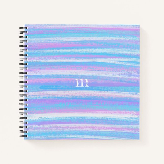 Painted Acrylic Stripes Turquoise Pink Purple Notebook (Front)