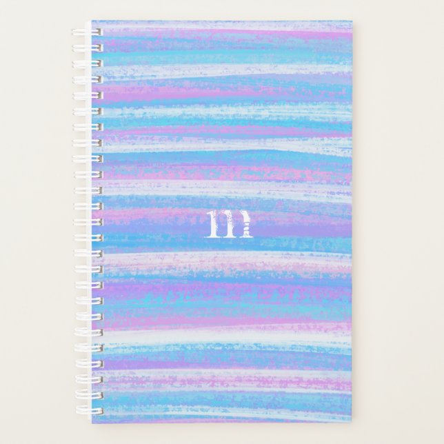Painted Acrylic Stripes Turquoise Pink Purple Plan Planner (Front)