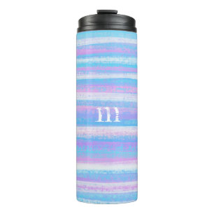 Painted Acrylic Stripes Turquoise Pink Purple Thermal Tumbler