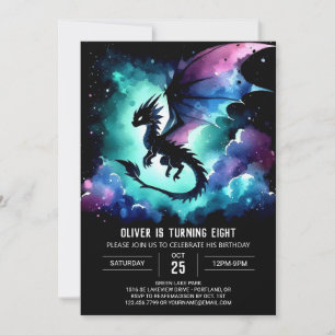 Painted Adorable Dragon Birthday Invitation