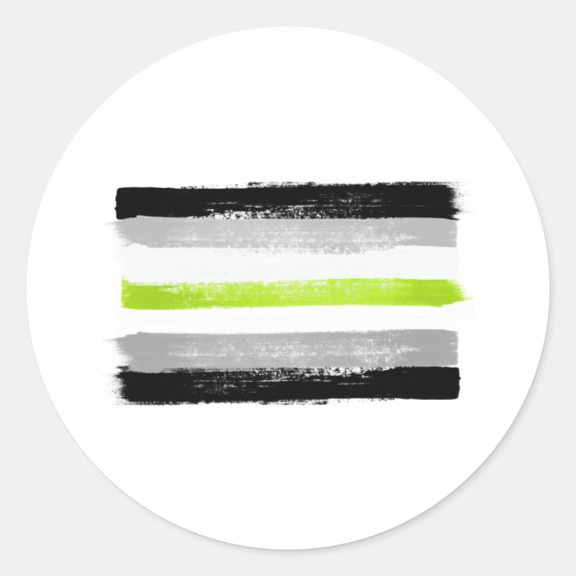 PAINTED AGENDER PRIDE FLAG CLASSIC ROUND STICKER (Front)