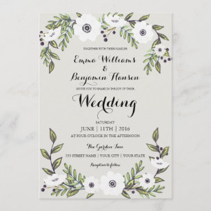 Painted Anemones - floral wedding invitation