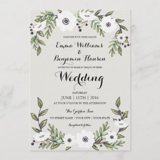 Painted Anemones - floral wedding invitation
