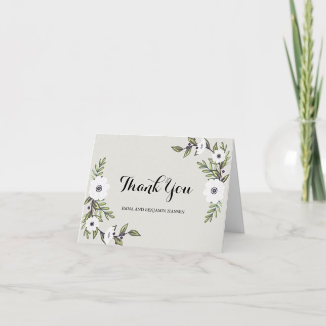 Painted Anemones - thank you note cards (Front)