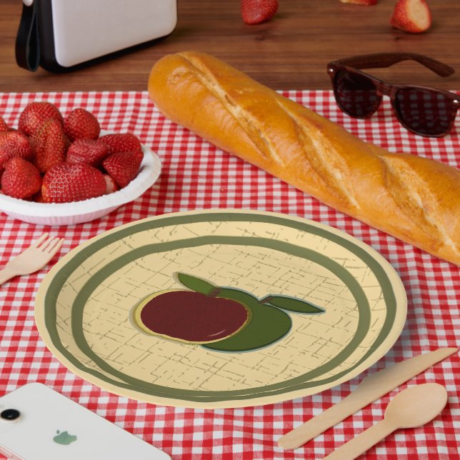 Painted Apples Red Green  Paper Plate (Picnic)