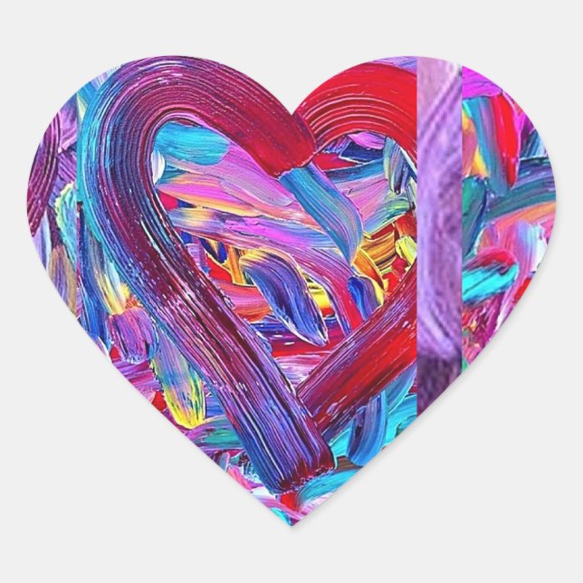 Painted Art Heart, Brushstrokes Heart Sticker (Front)