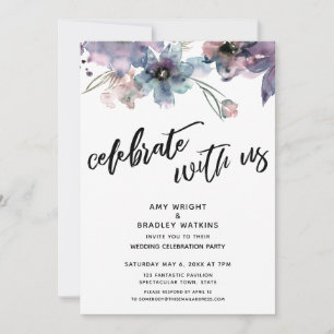 Painted Artsy Flowers Celebrate with Us Reception Invitation