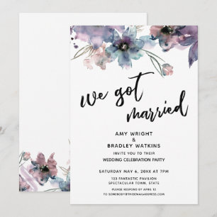 Painted Artsy Flowers We Got Married Reception Invitation