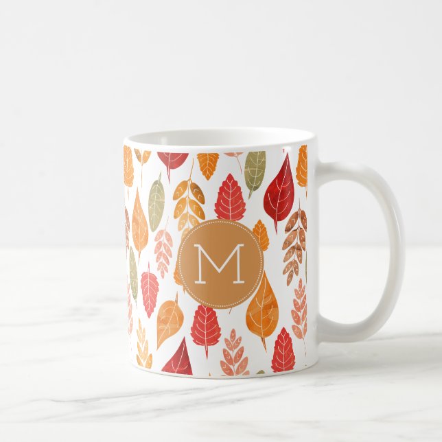 Painted Autumn Leaves Pattern Coffee Mug (Right)