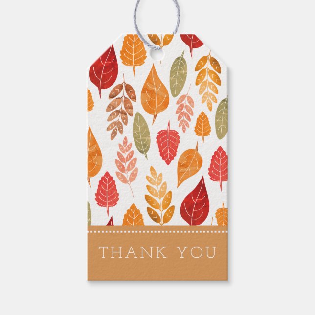 Painted Autumn Leaves Pattern Gift Tags (Front)