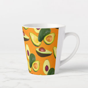 Painted Avocado Pattern Latte Mug