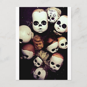 Painted baby doll heads postcard