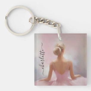 Painted Ballerina in Pink Key Ring