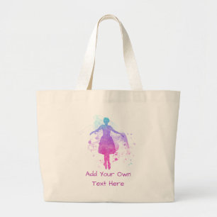 Painted Ballet Dancer to Personalise - Colourful Large Tote Bag