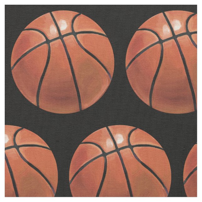 Painted Basketball Pattern Fabric (Close Up)