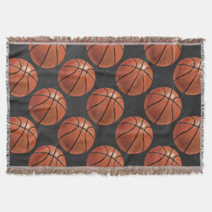 Painted Basketball Pattern Throw Blanket