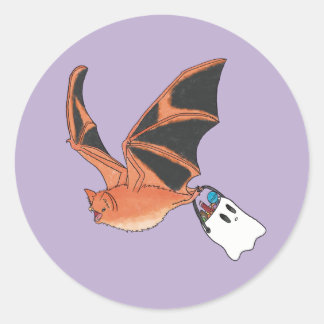 Painted Bat Classic Round Sticker