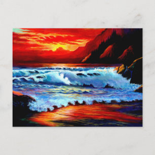 Painted Beach Sunset Postcard
