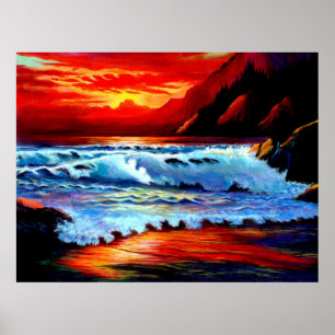 Painted Beach Sunset Poster
