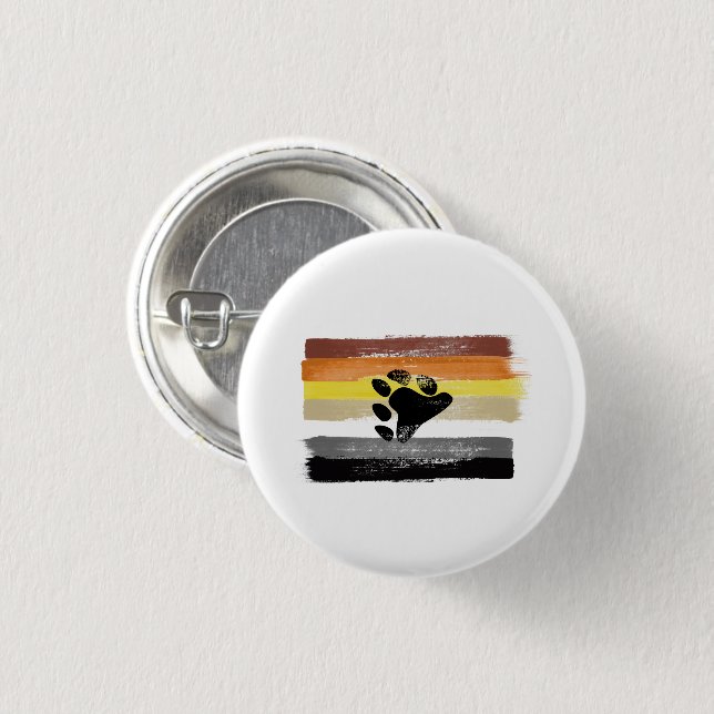 PAINTED BEAR PRIDE FLAG and SYMBOL 3 Cm Round Badge (Front & Back)