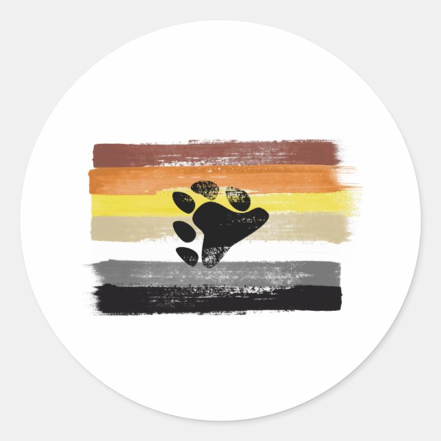 PAINTED BEAR PRIDE FLAG and SYMBOL Classic Round Sticker (Front)