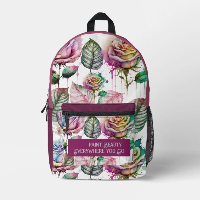 painted beautiful printed backpack (Front)
