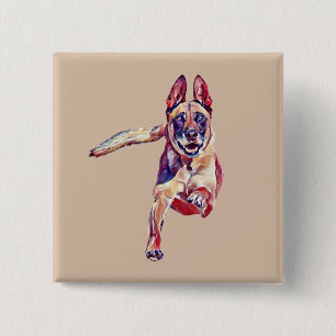 Painted Belgian Malinois Dog Pin Button