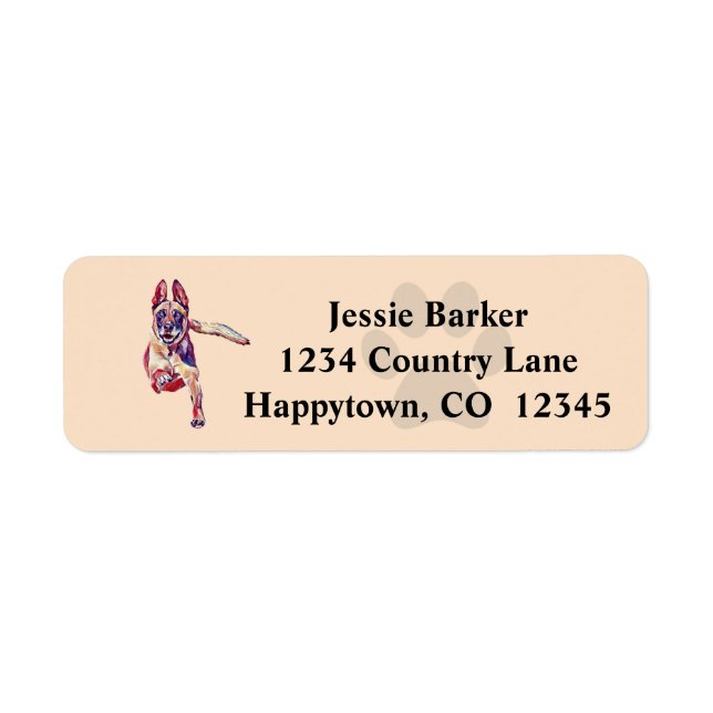 Painted Belgian Malinois Return Address Label (Front)