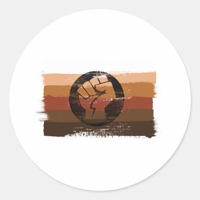 PAINTED BIPOC STRIPES and FIST Classic Round Sticker (Front)