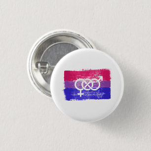 PAINTED BISEXUAL SYMBOL PRIDE FLAG 3 CM ROUND BADGE