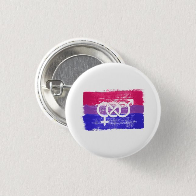 PAINTED BISEXUAL SYMBOL PRIDE FLAG 3 CM ROUND BADGE (Front & Back)