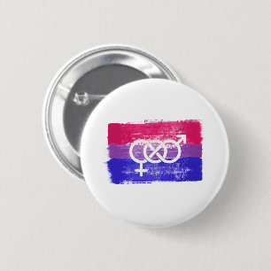 PAINTED BISEXUAL SYMBOL PRIDE FLAG 6 CM ROUND BADGE