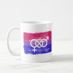 PAINTED BISEXUAL SYMBOL PRIDE FLAG COFFEE MUG