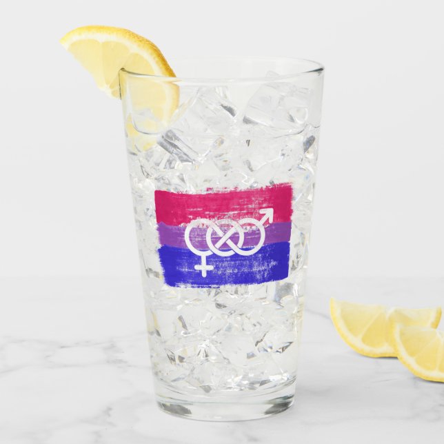 PAINTED BISEXUAL SYMBOL PRIDE FLAG GLASS (Front Ice)