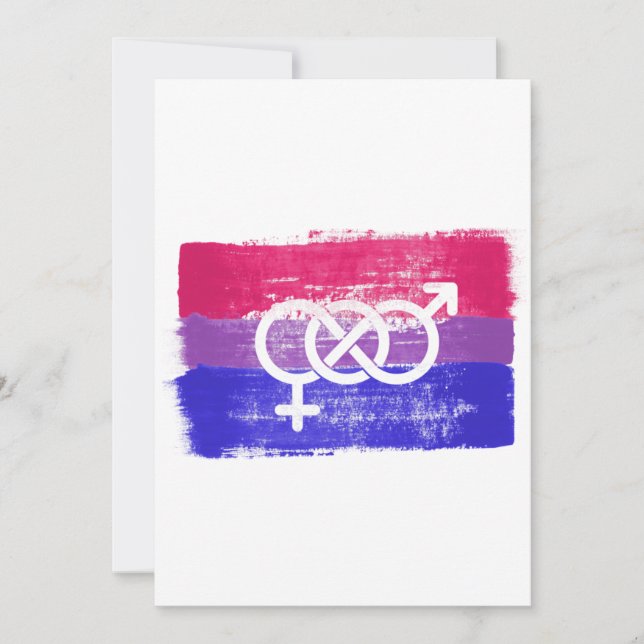 PAINTED BISEXUAL SYMBOL PRIDE FLAG HOLIDAY CARD (Front)