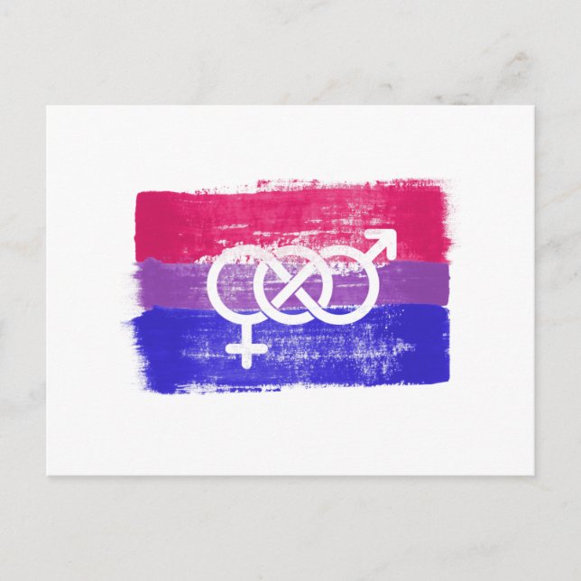 PAINTED BISEXUAL SYMBOL PRIDE FLAG POSTCARD (Front)