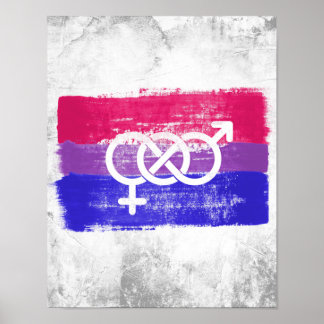 PAINTED BISEXUAL SYMBOL PRIDE FLAG POSTER