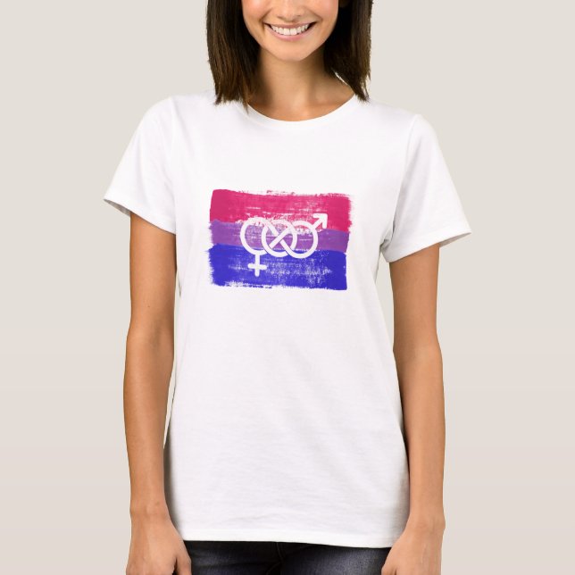 PAINTED BISEXUAL SYMBOL PRIDE FLAG T-Shirt (Front)