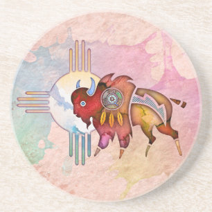 Painted Bison Sandstone Coaster