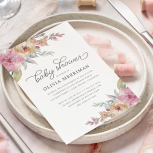 Painted Blooms Baby Shower Invitation