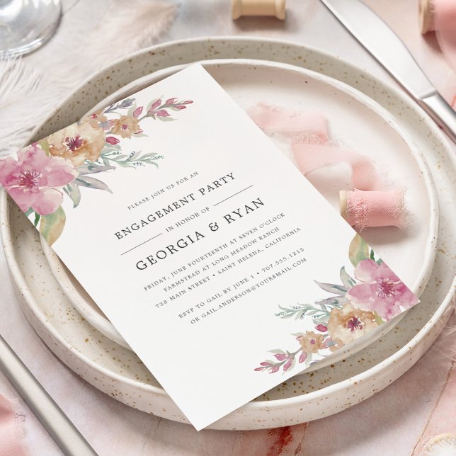 Painted Blooms Engagement Party Invitation (Creator Uploaded)