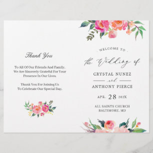 PAINTED BLOOMS Floral DIY Folded Wedding Program