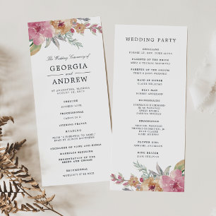 Painted Blooms Wedding Ceremony Program Programme
